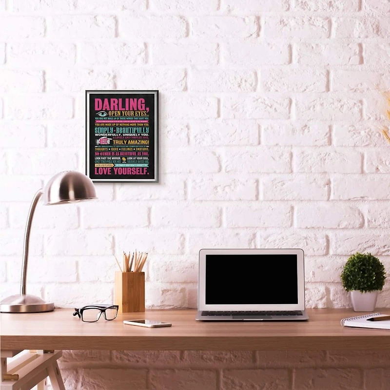 Stupell Industries Neon Darling Love Yourself Black Framed Wall Art