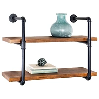 Honey Can Do Black 2-Tier Industrial Wall Shelf