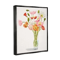 Stupell Industries Vivid Poppies Glass Floral Bouquet Arrangement Framed Floater Canvas Wall Art