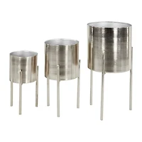 Silver Metal Contemporary Planter Set