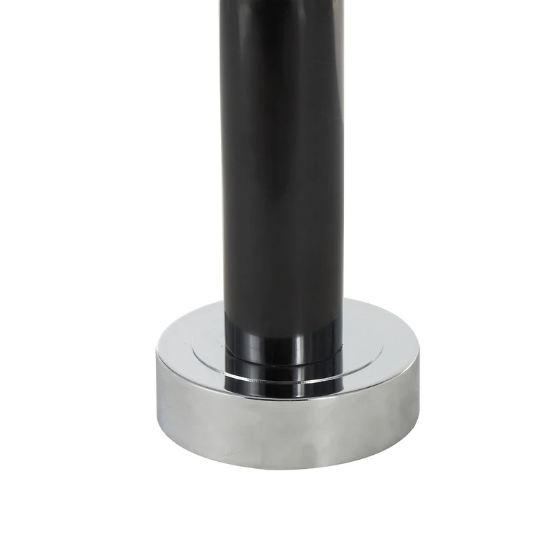 21" Black Marble Round Side End Accent Table with Silver Metal Rod & Base