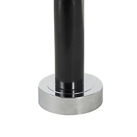 21" Black Marble Round Side End Accent Table with Silver Metal Rod & Base