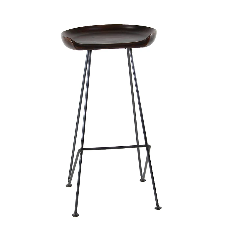Brown Iron & Wood Rustic Stool