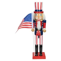 15" Patriotic Uncle Sam Nutcracker Accent