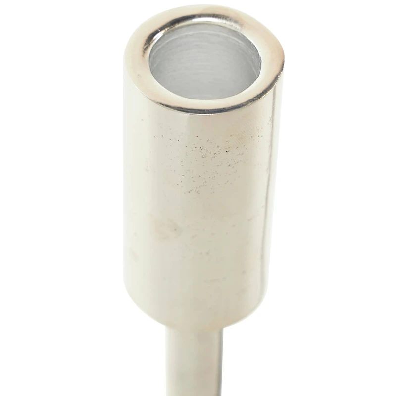 Silver Aluminum Slim Candle Holder with Black Block Base Set