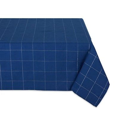 Blue Metallic Windowpane Tablecloth 52" x 52"