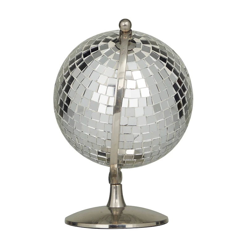 The Novogratz Silver Stainless Steel Glam Globe, 8" x 7" x 10"