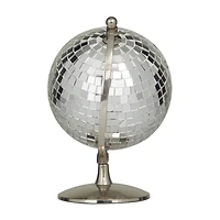 The Novogratz Silver Stainless Steel Glam Globe, 8" x 7" x 10"