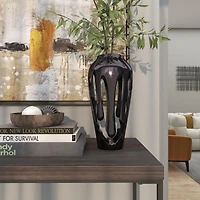 15" Black Aluminum Drip Vase with Melting Designed Body