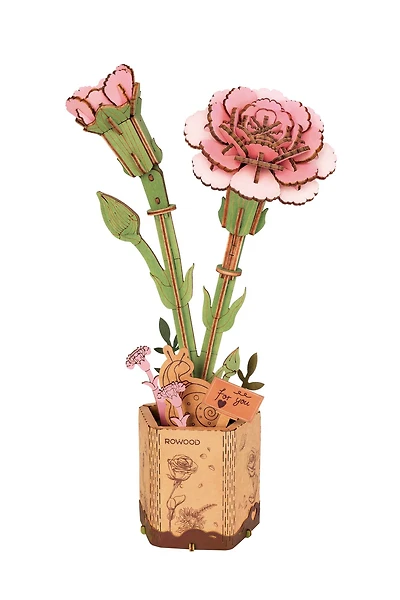 Rowood Pink Carnation Wooden Bloom Craft