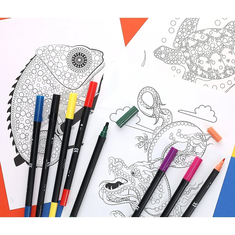 Leisure Arts® Bright & Bold Dot Art Pad & Marker Set