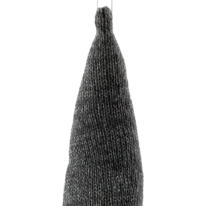 8" Metallic Gray Knit Gnome Head LED Ornament