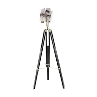 75" Black Wood Industrial Floor Lamp