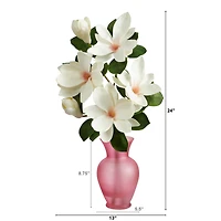 24" White Japanese Magnolia Arrangement in Rose Vase