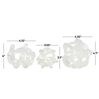 Clear Glass Knotted Ball Sculpture Set