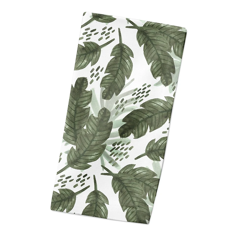 Tropical Leaves Pattern 10" x 10" Cotton Twill Napkin