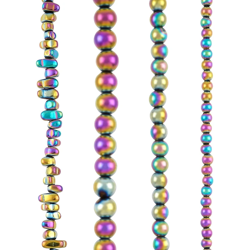Mixed Rainbow Reconstituted Hematite Beads by Bead Landing™