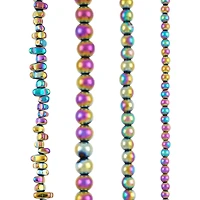 Mixed Rainbow Reconstituted Hematite Beads by Bead Landing™