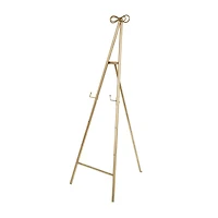 Gold Metal Tall Adjustable Floor Easel with Bow Top