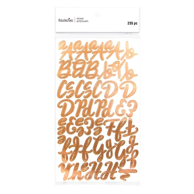 12 Packs: 235 ct. (2,820 total) Rose Gold Handwritten Alphabet Stickers by Recollections™