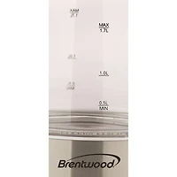 Brentwood 1.7L White Cordless Tempered Glass Electric Kettle