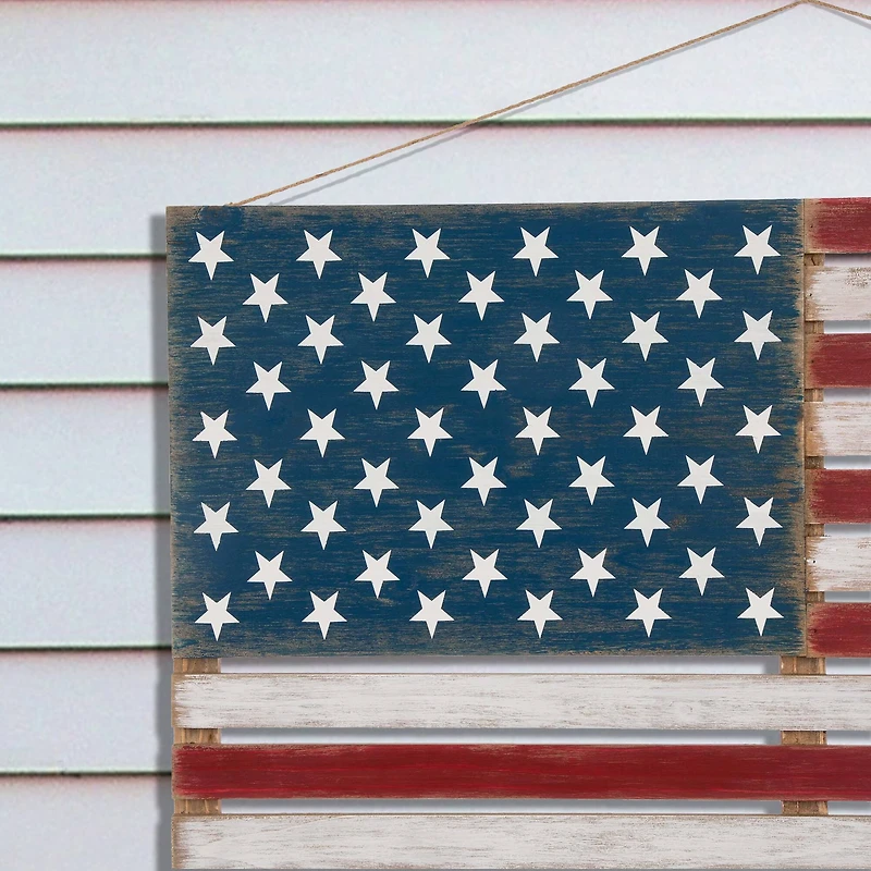Glitzhome® Wooden American Flag Hanging Wall Decor