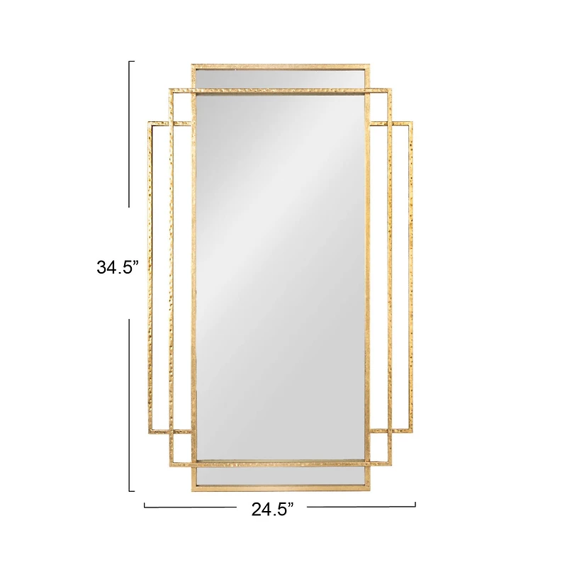 Hello Honey® 34.5" Gold Metal Wall Mirror with Reclaimed Wood Border