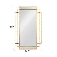 Hello Honey® 34.5" Gold Metal Wall Mirror with Reclaimed Wood Border