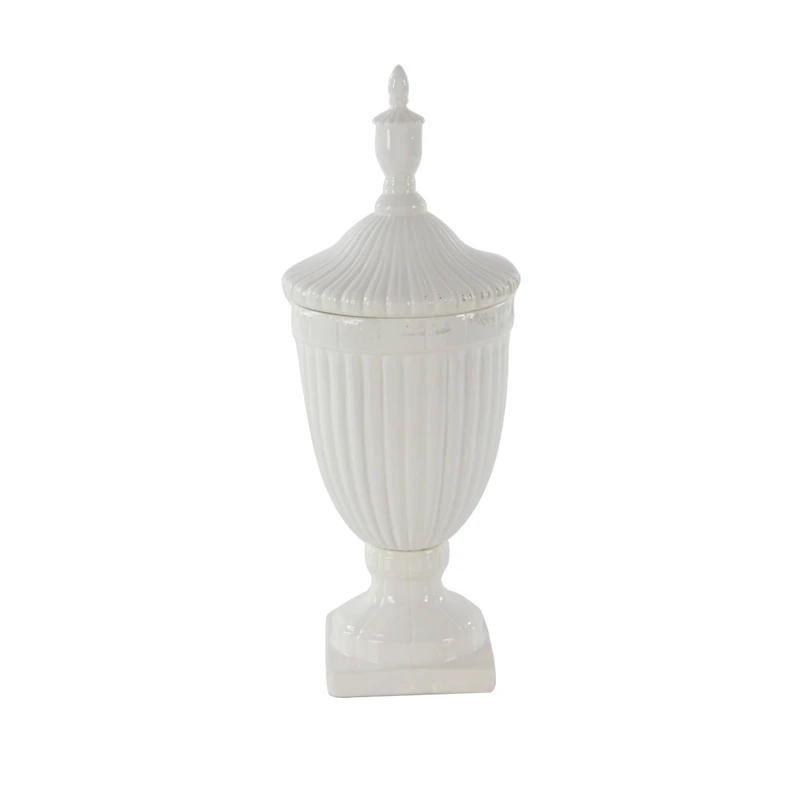 26" White Dolomite Country Decorative Urn