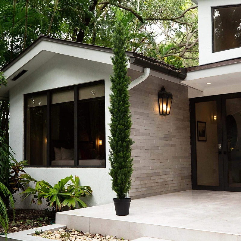 10ft. Potted Green UV Resistant Artificial Cedar Pine Tree