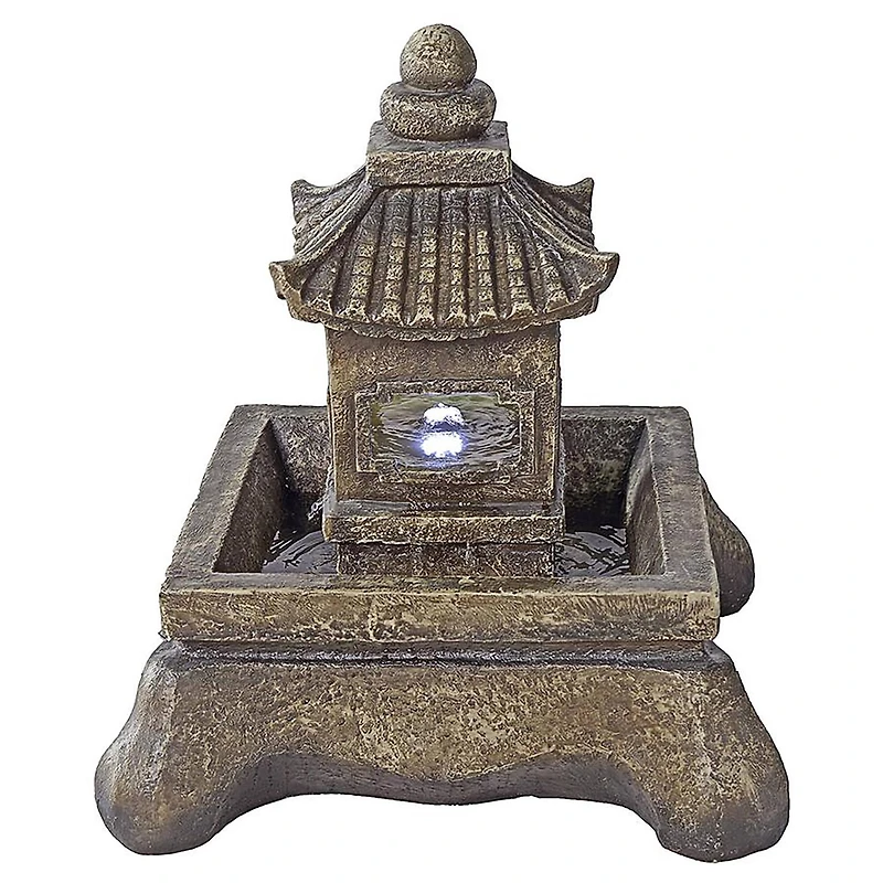 Design Toscano 23.5" Mokoshi Pagoda Illuminated Garden Fountain