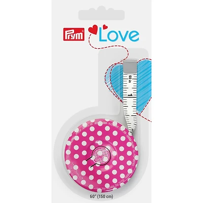 Prym® Love Pink with White Polka Dots 60" Spring Tape Measure