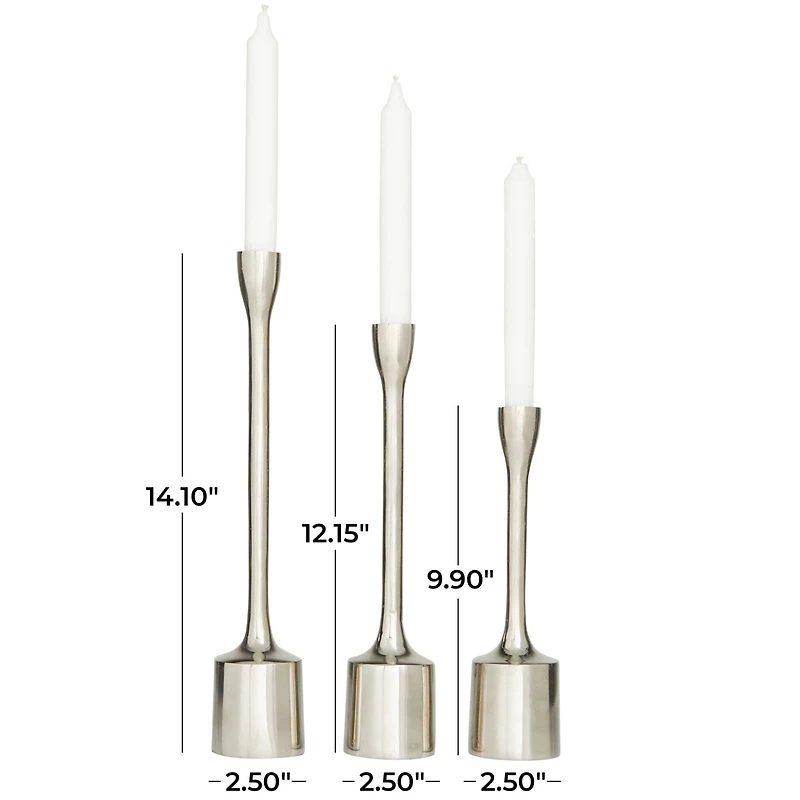 CosmoLiving by Cosmopolitan Silver Aluminum Tapered Candle Holder Set
