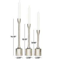 CosmoLiving by Cosmopolitan Silver Aluminum Tapered Candle Holder Set