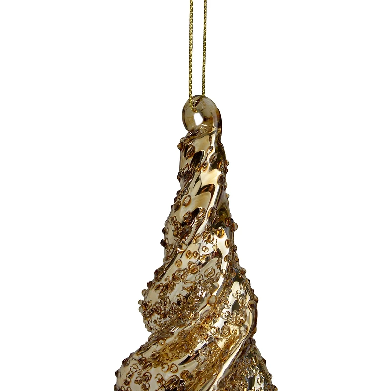 8.5" Shiny Gold Textured Finial Christmas Ornament