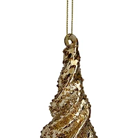 8.5" Shiny Gold Textured Finial Christmas Ornament