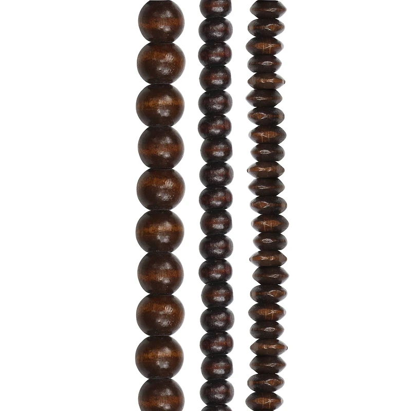 Dark Brown Wood Mixed Beads by Bead Landing®