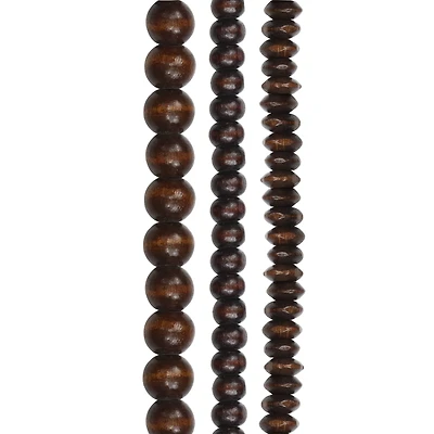 Dark Brown Wood Mixed Beads by Bead Landing®
