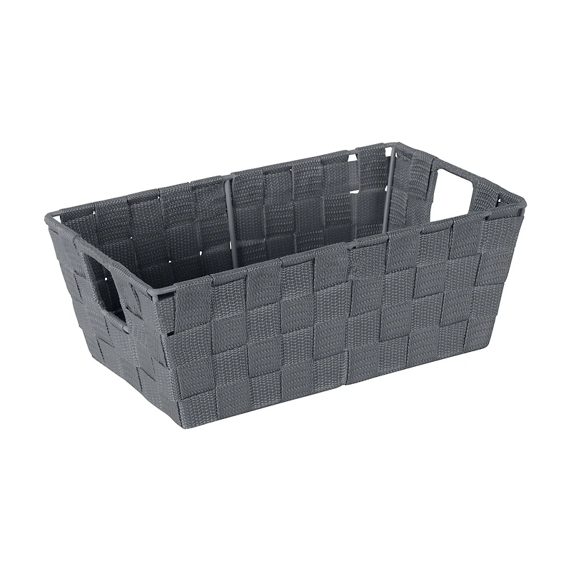 Simplify Small Gray Woven Storage Shelf Bin