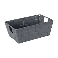 Simplify Small Gray Woven Storage Shelf Bin