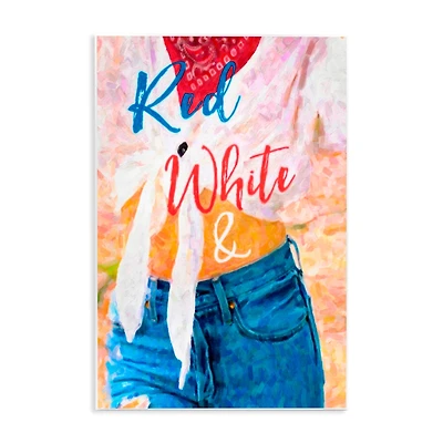 Stupell Industries Red White & Blue Patriotic American Celebration Wall Plaque Art