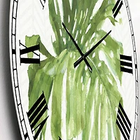 Designart 'Mixed Botanical Green Leaves V Farmhouse Wall Clock