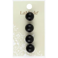 LaMode 9/16" Black Domed Shank Buttons, 4ct.