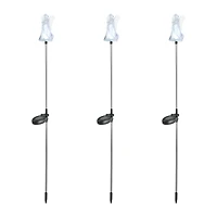 Glitzhome® 36" Solar Powered Angel Stake Light with Stainless Steel Poles, 3ct.