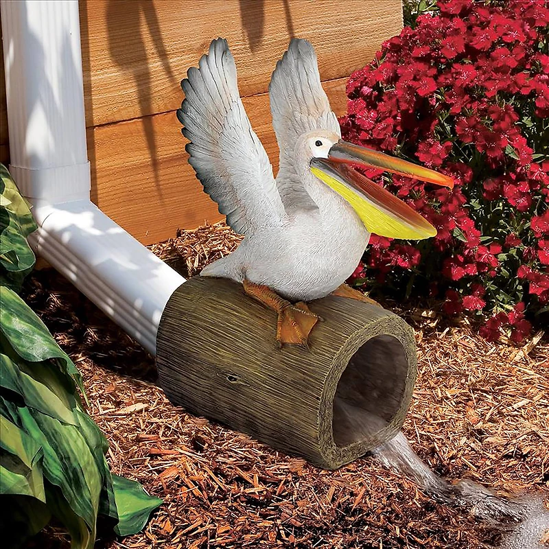 Design Toscano 14" Splash the Pelican Gutter Guardian Downspout Statue