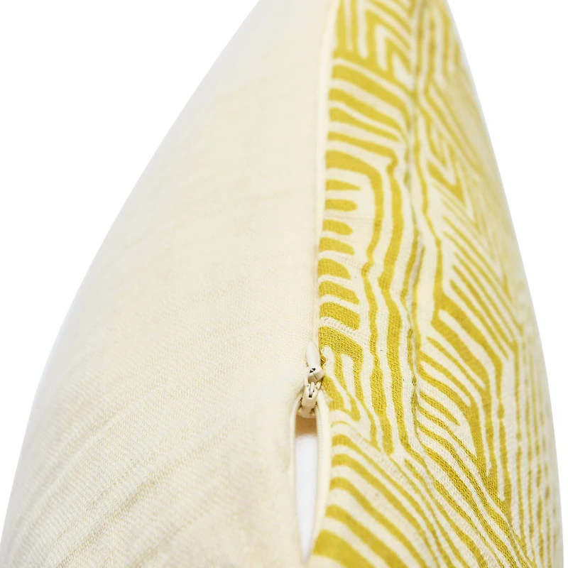 Hello Honey® Mustard & Cream Kuba Cloth Pattern Cotton Pillow