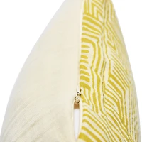 Hello Honey® Mustard & Cream Kuba Cloth Pattern Cotton Pillow