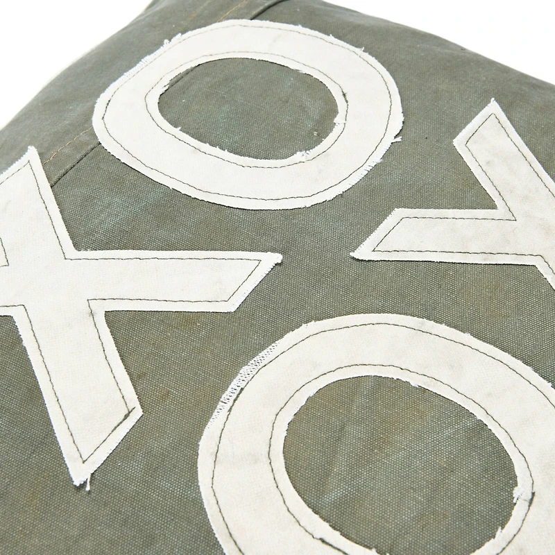 Hello Honey® Green & Natural Applique XO Throw Pillow with Fringe