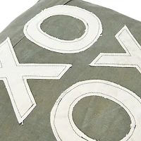 Hello Honey® Green & Natural Applique XO Throw Pillow with Fringe