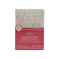 15ct. Warm White LED Metallic Silver Bead Garland String Lights on Silver Wire by Ashland®